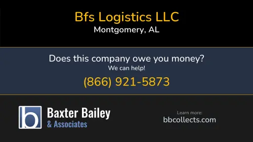 Bfs Logistics LLC Bfs Logistics skeltonbfs.com 8132 Old Federal Road Montgomery, AL DOT:2232684 MC:495021 1 (334) 872-4878