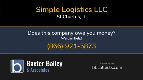 Simple Logistics LLC www.simple-logistics.net 1750 E Main St St Charles, IL DOT:2323153 MC:789471 1 (630) 385-7480 1 (630) 463-9096 1 (630) 524-6088