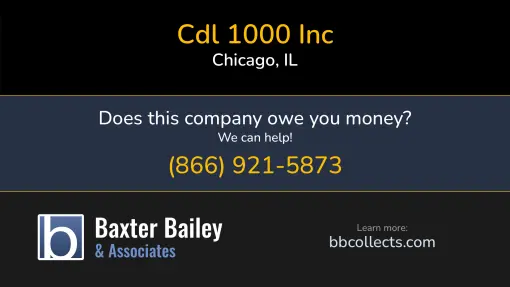 Updated Profile & Contacts for CDL 1000 Inc. DOT: 2583971  MC: 905208.  MC: 905208.  Located in Chicago, IL 60654 US. 