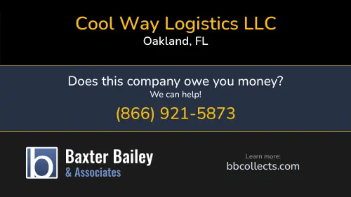 Cool Way Logistics LLC 301 S Tubb Street F1 Oakland, FL DOT:3059833 MC:54551 1 (407) 347-2250 1 (845) 671-8155