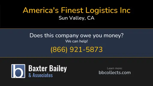 Updated Profile & Contacts for America's Finest Logistics Inc. DOT: 3362989  MC: 1077269.   Located in Sun Valley, CA 91352 US. 