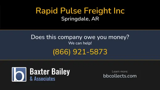 Updated Profile & Contacts for Rapid Pulse Freight Inc. DOT: 4361688  MC: 1706900.   Located in Springdale, AR 72764 US. 